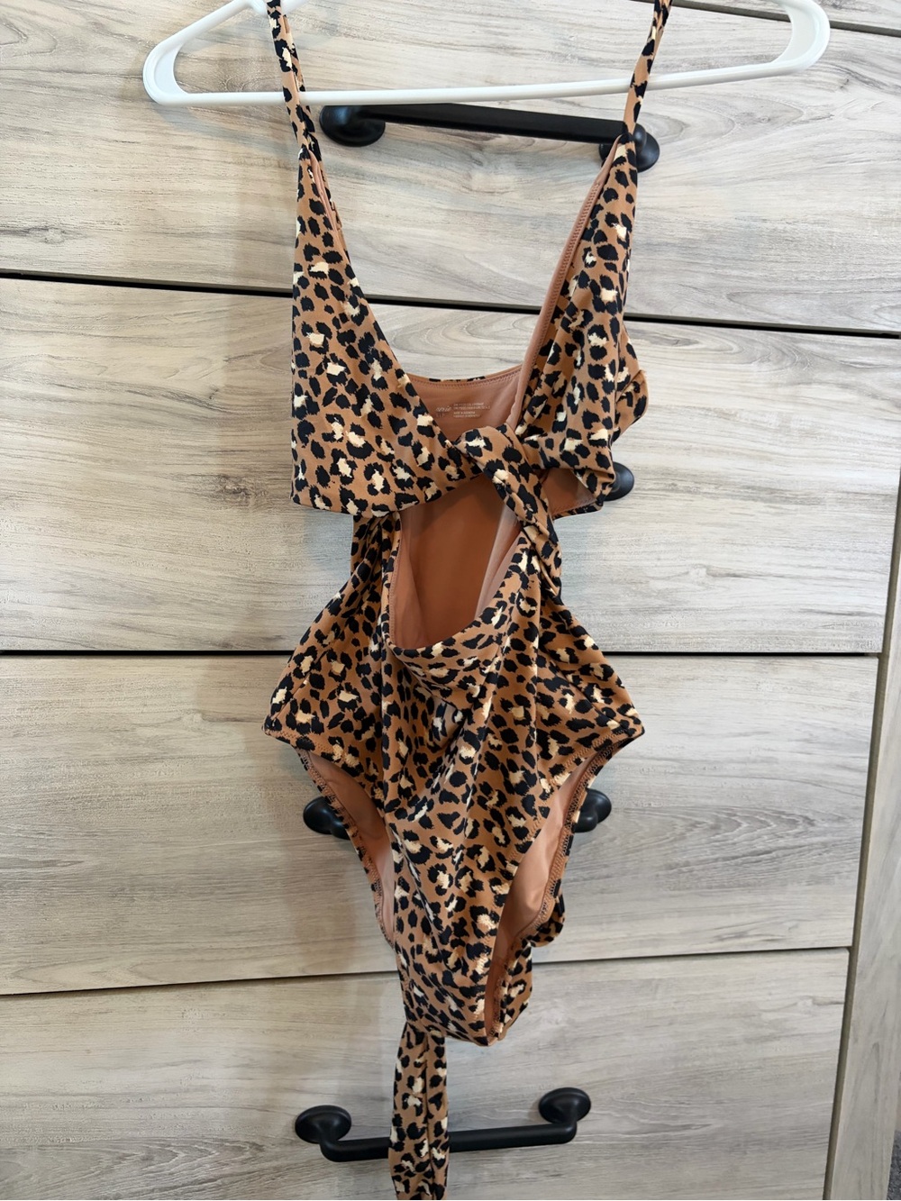 aerie Leopard Print One-Piece wrap swimsuit- Brown & Black Small